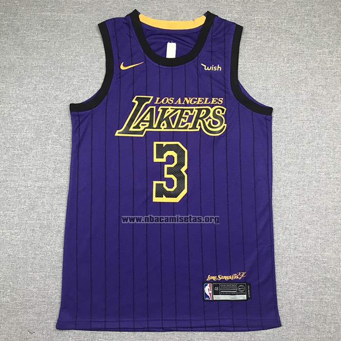 Camiseta Los Angeles Lakers Anthony Davis NO 3 Ciudad 2019 Violeta